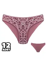 Çiçekli 12Li Bikini Kadın Külot Dondeza 101-136 Gül Kurusu