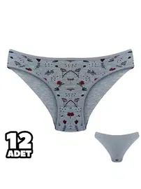 Dondeza Gri Desenli 12Li Kadın Bikini Külot Dondeza 101-140