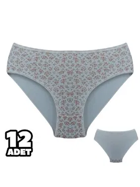 Dondeza Çiçek Desenli Ekru Kadın Külot 12'li Dondeza 201-133