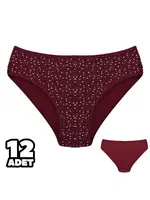 Çiçek Desenli Yüksek Bel Kadın Külot 12Li Dondeza 201-135 Bordo