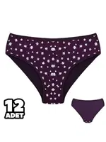 Mor Desenli Kadın Slip Külot 12Li Dondeza 201-137 Mor