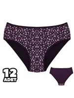 İnce Desenli Bayan Bato Külot 12Li Dondeza 201-138 Mor