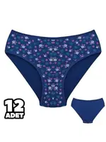 Çiçek Desenli Bayan Külot 12Li Dondeza 201-140 Lacivert