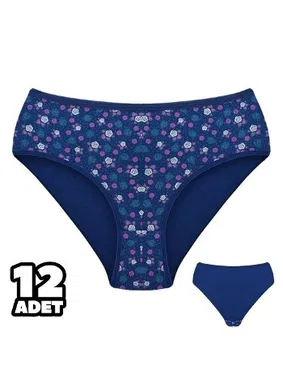 Dondeza Desenli Yüksek Bel Kadın Bato Külot 12Li Dondeza 301-140