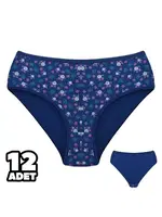 Desenli Yüksek Bel Kadın Bato Külot 12Li Dondeza 301-140 Lacivert