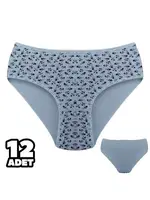 12Li Beyaz Desenli Bayan Bato Külot 12Li Dondeza 301-149 Beyaz