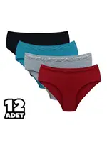 Beli Dantelli Düz Renk 12Li Kadın Külot Dondeza 3035 Siyah