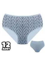 Çiçek Desenli Bayan Battal Bato Külot 12Li Dondeza 601-17 Beyaz