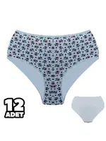 Arkası Beyaz Önü Çiçekli Kakdın Battal Bato Külot 12'li Dondeza 601-33 Beyaz