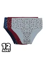 Yüksel Bel Desenli Bayan Bato Külot 12'li Dondeza 615 Asorti detay görünüm