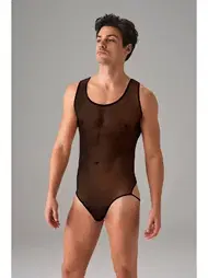 Doreanse Arkası Açık Erkek Fantezi Siyah String Tül Body Doreanse 3013