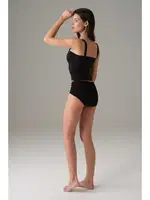 Doreanse Kadın Kalp Yaka Askılı Crop Atlet 9402 Siyah detay görünüm