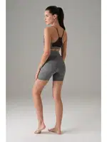 Yüksek Bel Toparlayıcı Kısa Bisikletçi Spor Kadın Tayt Doreanse 8033 Gri detay görünüm