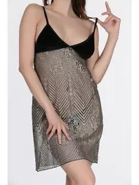 DOREMI Desenli Fantezi Askılı Gecelik DoReMi 002-002339