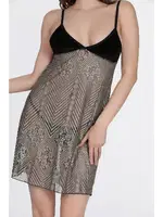 Desenli Fantezi Askılı Gecelik DoReMi 002-002339 Gri farklı açı