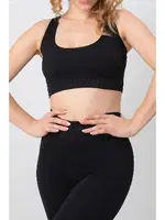 Seamless Fitilli Çapraz Kalın Askılı Spor Sütyen Doremi 002-000169 Siyah