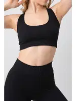 Seamless Fitilli Çapraz Kalın Askılı Spor Sütyen Doremi 002-000169 Siyah detay görünüm