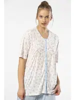 Battal Beden Düğmeli Kısa Kollu Empirme Kadın Pijama Takımı Türen 3370 Mavi farklı açı