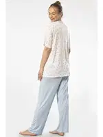 Battal Beden Düğmeli Kısa Kollu Empirme Kadın Pijama Takımı Türen 3370 Mavi görsel 4