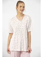 Yakası Düğmeli Kısa Kollu Empirme Battal Beden Kadın Pijama Takımı Türen 3369 Pembe görsel 4