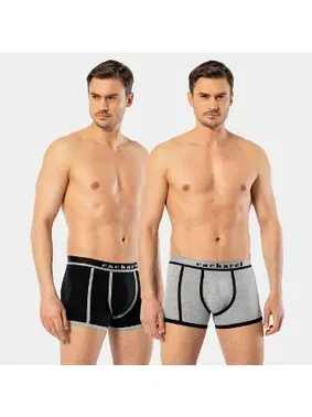 Cacharel Likralı 2Li Biyeli Erkek Boxer Cacharel 1322/Siyah-Gri