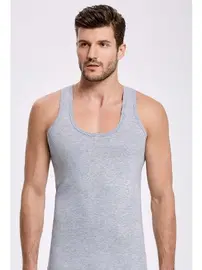 İlke Erkek Gri %100 Pamuk Süprem Atlet İlke 1028