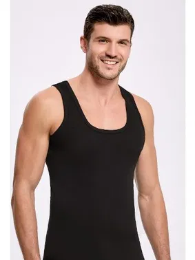 İlke Siyah Erkek Ribana Atlet %100 Pamuk İlke 1138