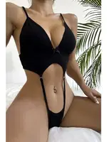 Fantezi Ayarlanabilir Askılı Babydoll Miorre 001-002348 Siyah farklı açı