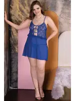 Fantezi Büyük Beden Gecelik Mavi İzabel 4009 Mavi detay görünüm