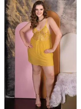 İzabel Fantezi Büyük Beden Sarı Gecelik İzabel 4008 - Alternatif Görünüm