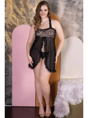 İzabel Fantezi Büyük Beden Siyah Gecelik İzabel 4005 - Alternatif Görünüm