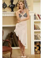 Fırfır Etekli Fantezi Gecelik Uzun Beyaz İzabel 2040 Beyaz detay görünüm