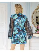 3Lü Saten Çiçekli Şortlu Kadın Pijama Takım For Dreams 1993 Saks Mavi detay görünüm