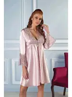 Gelin Çeyiz Seti Güpürlü 6Lı Saten Takım Pierre Cardin 6625 Pudra görsel 23