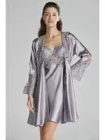 Gelin Çeyiz Seti Güpürlü 6Lı Saten Takım Pierre Cardin 6625 Mor görsel 26