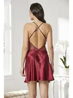 Gelin Çeyiz Seti Güpürlü 6Lı Saten Takım Pierre Cardin 6625 Bordo detay görünüm