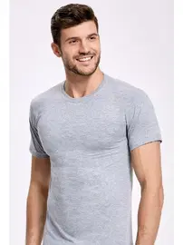 İlke Gri Bisiklet Yaka Fanila %100 Pamuk İlke 1122