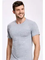 Gri Pamuk 0 Yaka Kısa Kollu Erkek Fanila İlke 1122 Gri