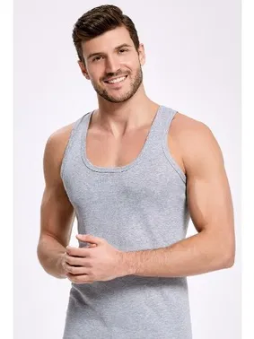 İlke Klasik Gri Pamuk Ribana Erkek Atlet İlke 1139