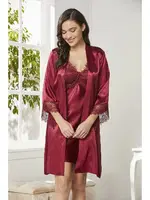 Güpürlü 6Lı Saten Gelin Çeyiz Seti Pierre Cardin 6040 Bordo görsel 26