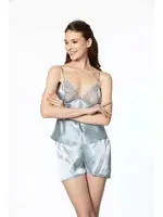 Güpürlü 6Lı Saten Gelin Çeyiz Seti Pierre Cardin 6040 Gri görsel 17