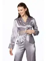 Güpürlü 6Lı Saten Gelin Çeyiz Seti Pierre Cardin 6040 Mor görsel 14