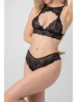 Güpürlü Fantezi Sütyen Takım Phevos 012-002231 Siyah detay görünüm