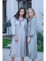 Yakası Kolları İşlemeli Hamile Lohusa Gecelik Bone Club 5533