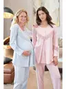 Şardonlu Dantelli Hamile Lohusa Pijama Takımı Bone Club 5535