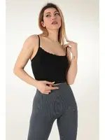 İnce Askılı Seamless Dantelli Desteksiz Büstiyer Miorre 002-000182 Siyah detay görünüm