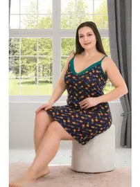 Lady İnce İp Askılı Büyük Beden Gecelik Tunik Lady 8734