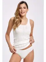 Jakarlı Ribana Geniş Askılı Atlet - Bikini Takım %100 Pamuk İlke 2295 Ekru görsel 5