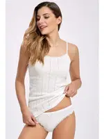 Jakarlı Ribana Ip Askılı Atlet - Bikini Takim %100 Pamuk İlke 2294 Beyaz detay görünüm