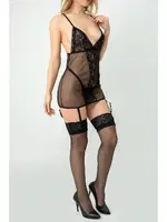 Jartiyerli Dantel Detaylı Gecelik Takım Phevos 012-002232 Siyah farklı açı